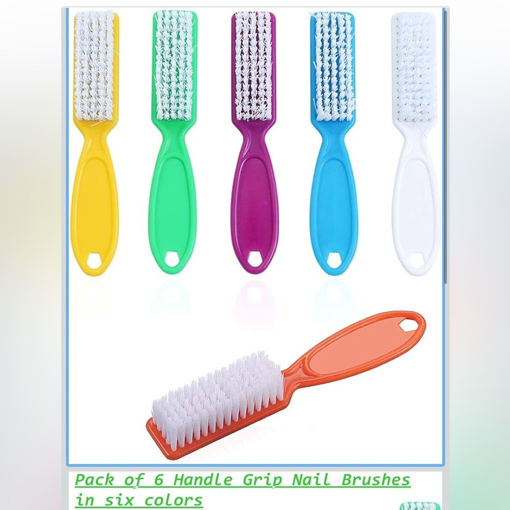 6 Pcs Handle Grip Nail Brush, Nail Cleaning Brushes for Toes and Fingernail